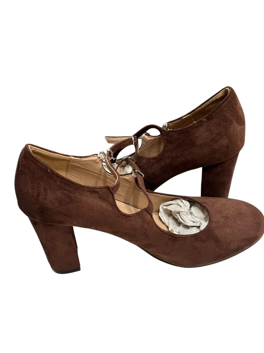 NWOT Faux Brown Suede Mary Jane 3” Heel Shoes